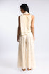 Printed cotton gauze wide leg pants with elastic waistband