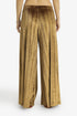 Pleated velvet wide-leg pants with elastic back