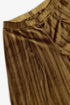 Pleated velvet wide-leg pants with elastic back