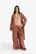 Pleated velvet wide-leg pants with elastic back