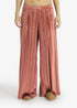 Pleated velvet wide-leg pants with elastic back