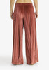 Pleated velvet wide-leg pants with elastic back