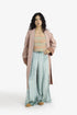 Pleated velvet wide-leg pants with elastic back