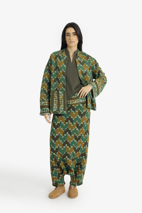 Printed quilted harem pants with side pocket