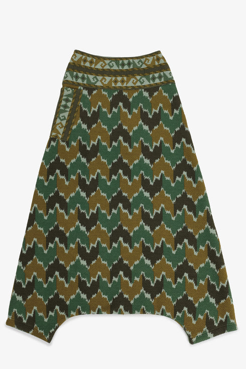 Printed quilted harem pants with side pocket