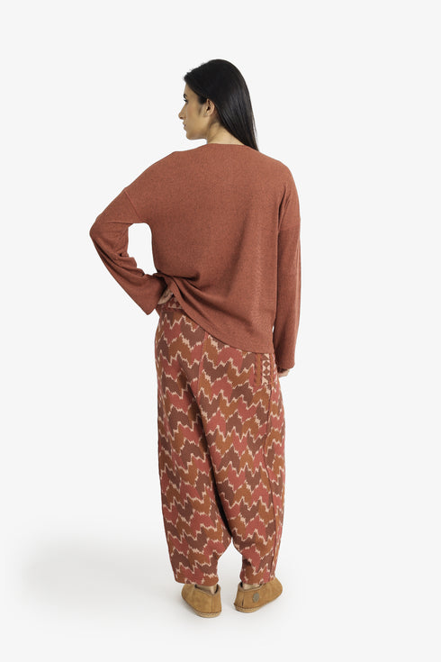 Printed quilted harem pants with side pocket