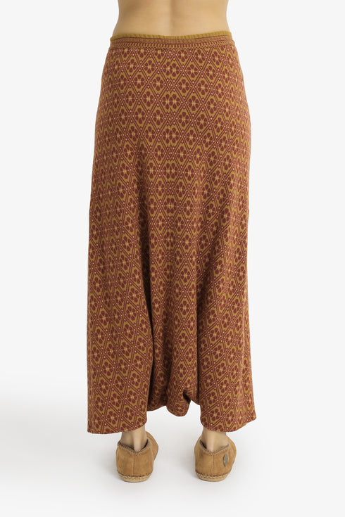 Patterned jacquard harem pants with front pleat