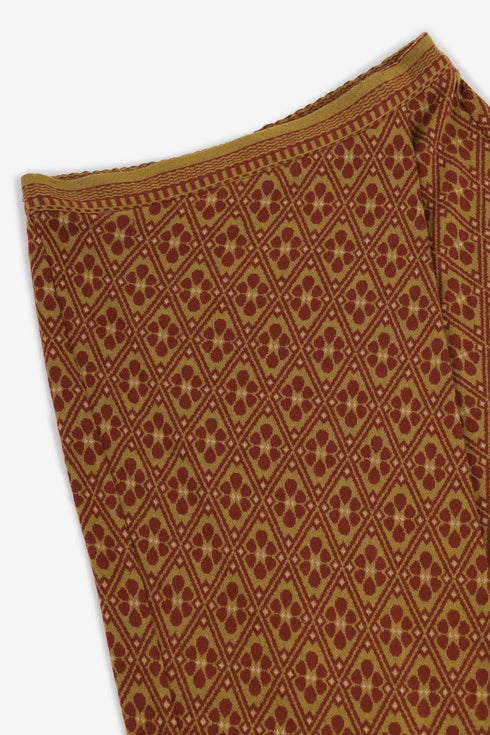 Patterned jacquard harem pants with front pleat