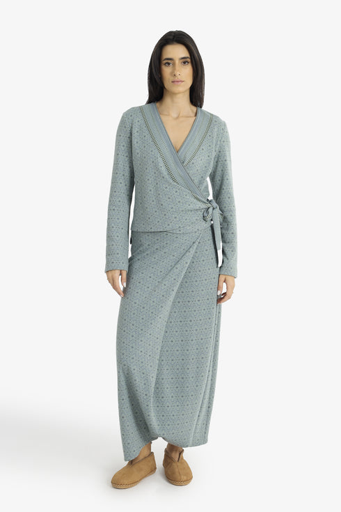 Patterned jacquard harem pants with front pleat