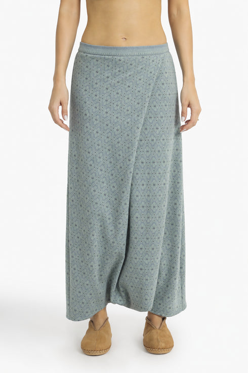 Patterned jacquard harem pants with front pleat