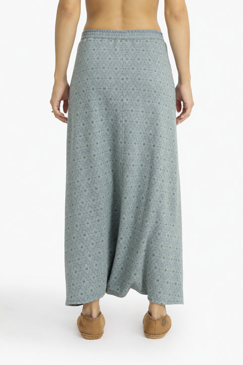 Patterned jacquard harem pants with front pleat