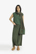 Patterned jacquard harem pants with front pleat