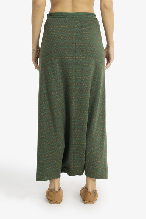 Patterned jacquard harem pants with front pleat