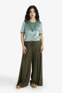 Ribbed wide-leg pants with drawstring waist