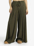 Ribbed wide-leg pants with drawstring waist