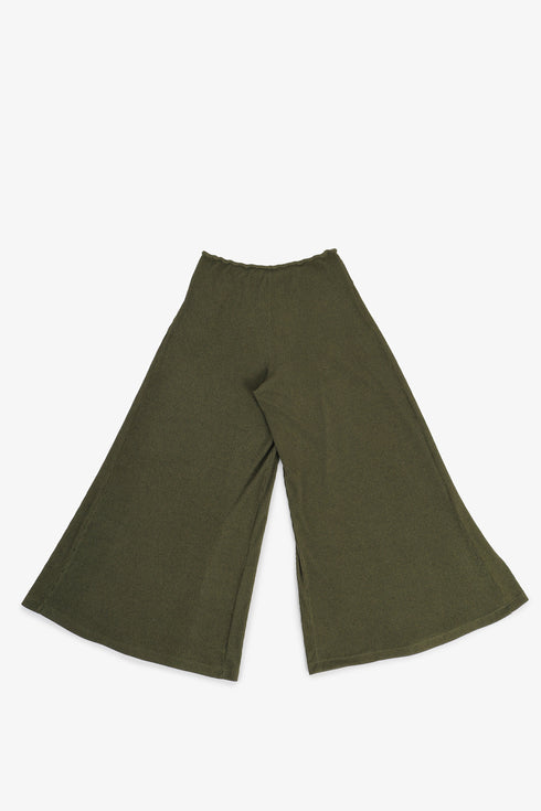 Ribbed wide-leg pants with drawstring waist