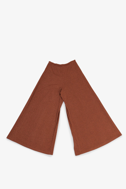 Ribbed wide-leg pants with drawstring waist