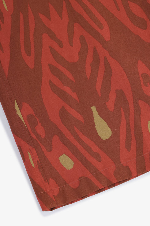 Printed Egyptian cotton wide-leg pants with pockets