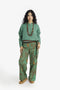Printed Egyptian cotton wide-leg pants with pockets