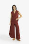 Hand embroidered wide-leg pants with rounded hems