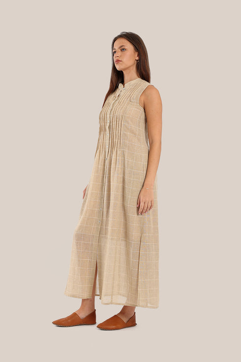 Long shirt dress with round collar