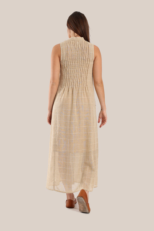 Long shirt dress with round collar