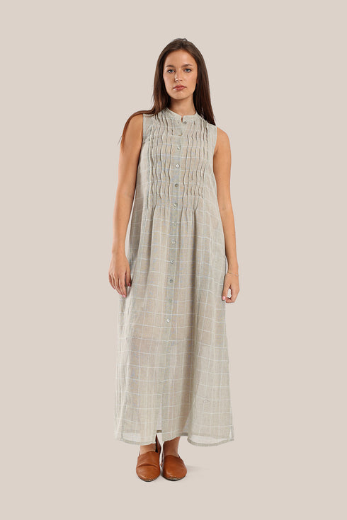 Long shirt dress with round collar