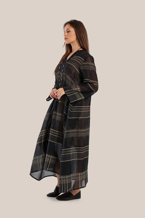 Long jellabiya dress in printed voile