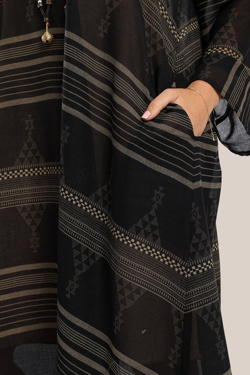 Long jellabiya dress in printed voile