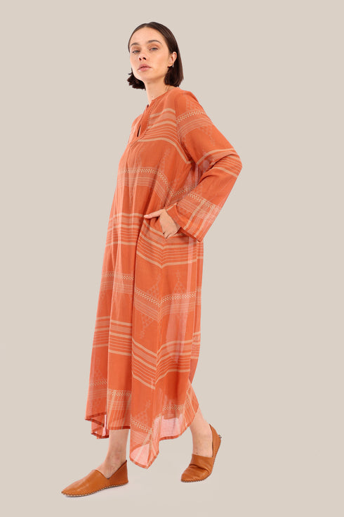 Long jellabiya dress in printed voile