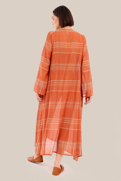 Long jellabiya dress in printed voile