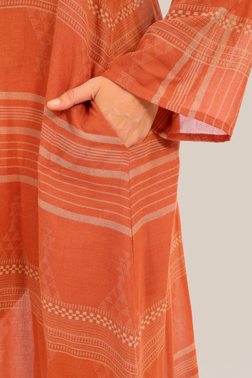 Long jellabiya dress in printed voile