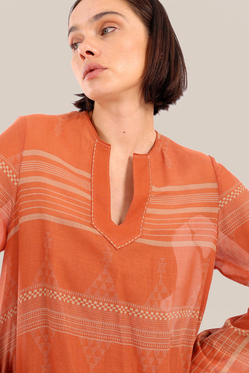 Long jellabiya dress in printed voile