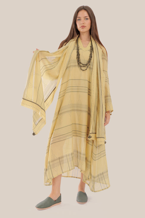 Long jellabiya dress in printed voile