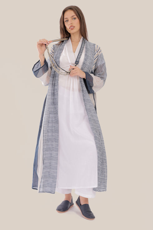 Long dress in cotton voile with pockets