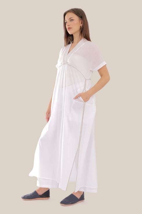 Long dress in cotton voile with pockets