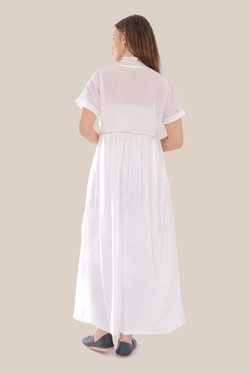 Long dress in cotton voile with pockets