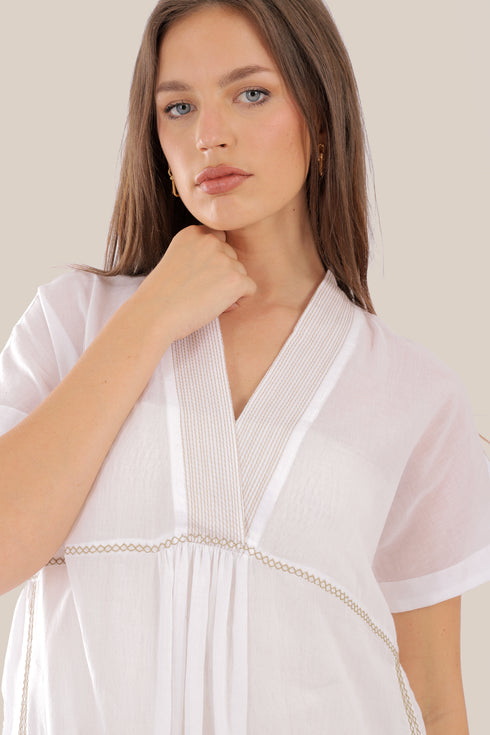 Long dress in cotton voile with pockets