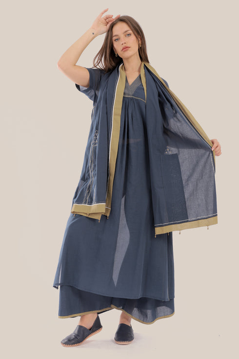 Long dress in cotton voile with pockets