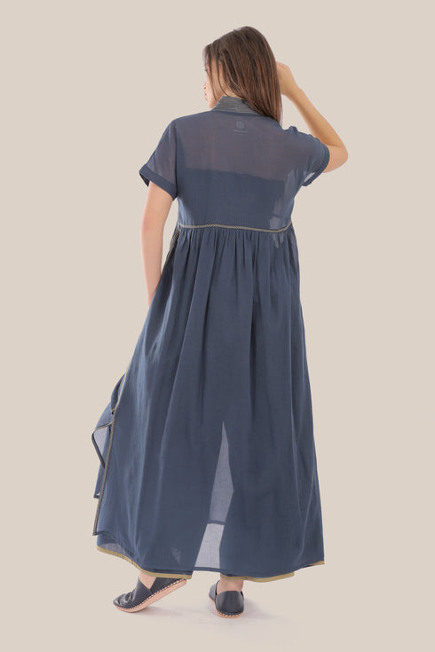 Long dress in cotton voile with pockets