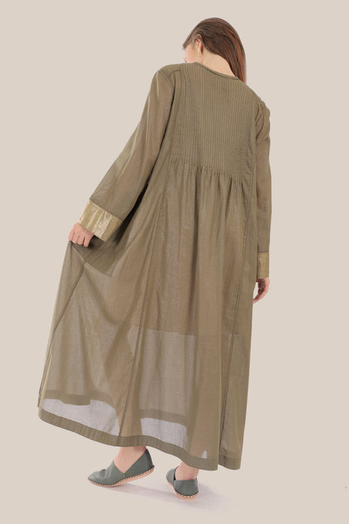 Long Doubleface dress in metallic cotton voile.