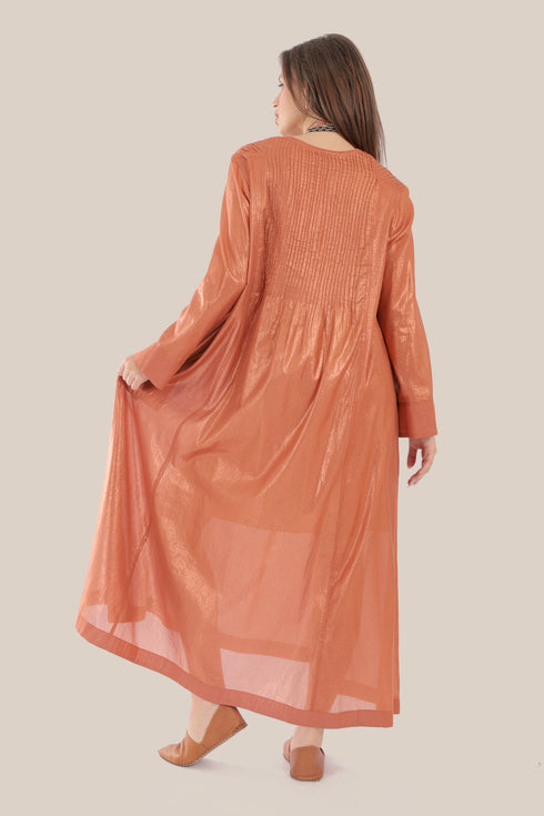 Long Doubleface dress in metallic cotton voile.
