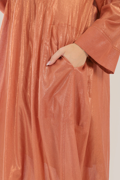 Long Doubleface dress in metallic cotton voile.