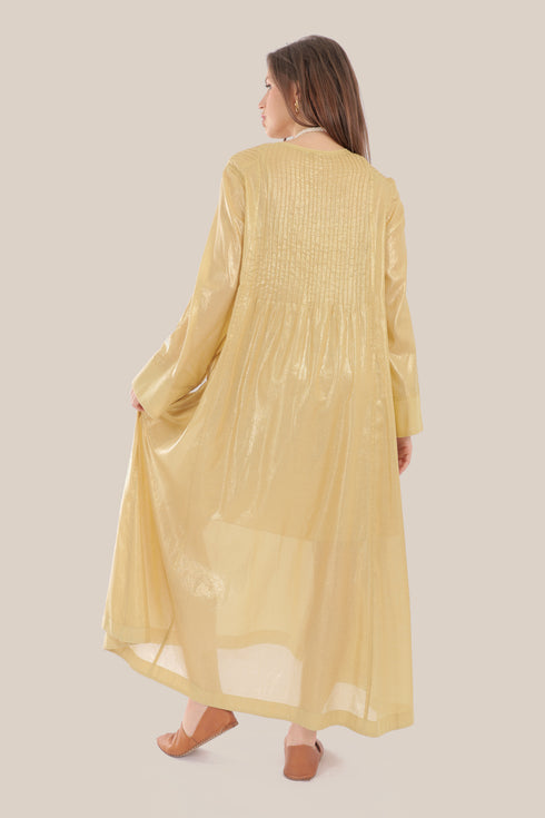 Long Doubleface dress in metallic cotton voile.