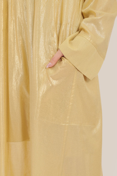 Long Doubleface dress in metallic cotton voile.
