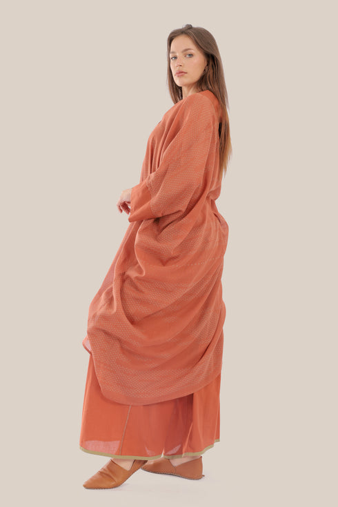 Embroidered oversized kaftan dress  with V neckline