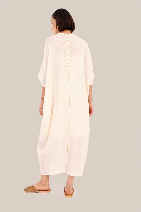 Embroidered Long dress with front bottom slit