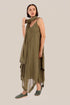 Embroidered cotton voile dress with asymmetric hemline