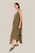 Embroidered cotton voile dress with asymmetric hemline