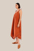 Embroidered cotton gauze dress with asymmetric hemline